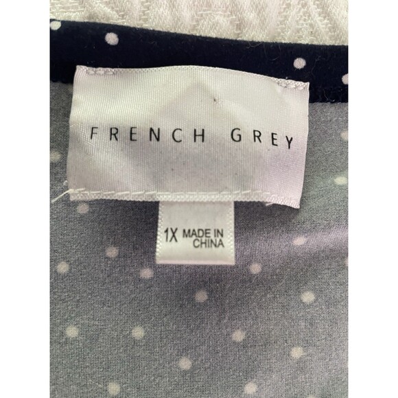 French Grey Navy Blue and White Polka Dot Sleeveless Sundress Size 1X - Picture 3 of 4